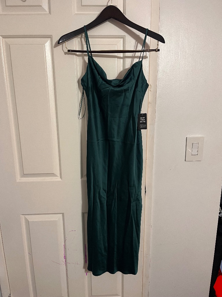 Express Satin Cowl Neck Midi Slip Dress